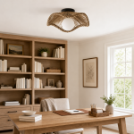 Lovary Bohemian Rattan Flower Flush Mount Ceiling Light