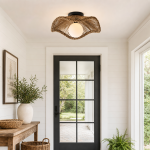 Lovary Bohemian Rattan Flower Flush Mount Ceiling Light