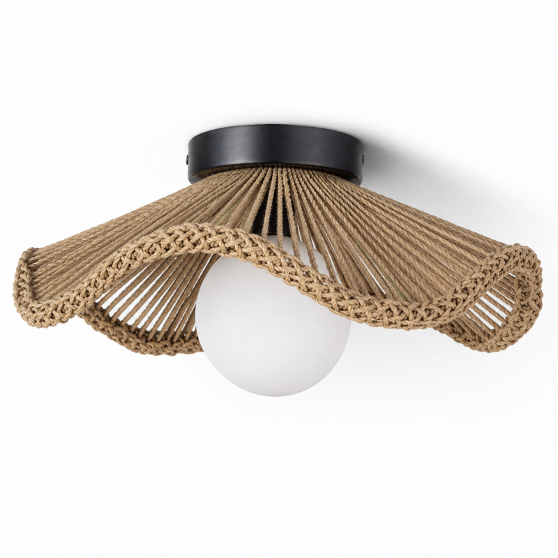 Lovary Bohemian Rattan Flower Flush Mount Ceiling Light