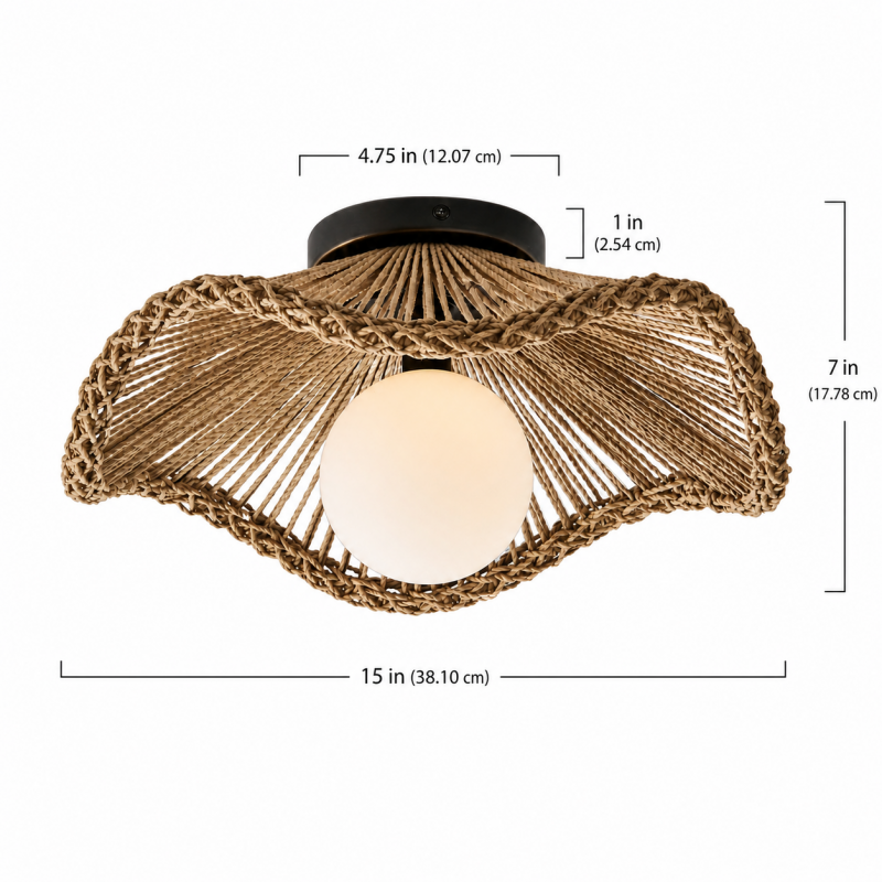 Lovary Bohemian Rattan Flower Flush Mount Ceiling Light