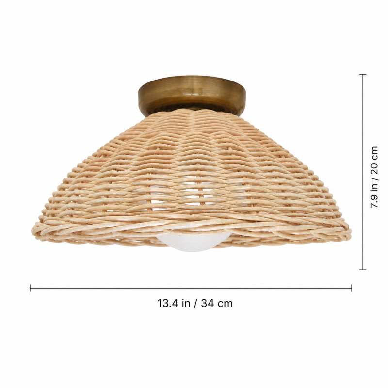 Allyson Farmhouse Rattan Flush Mount Ceiling Light