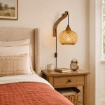 Deyron Rattan Hanging Wood Plug In Wall Mounted Lamp