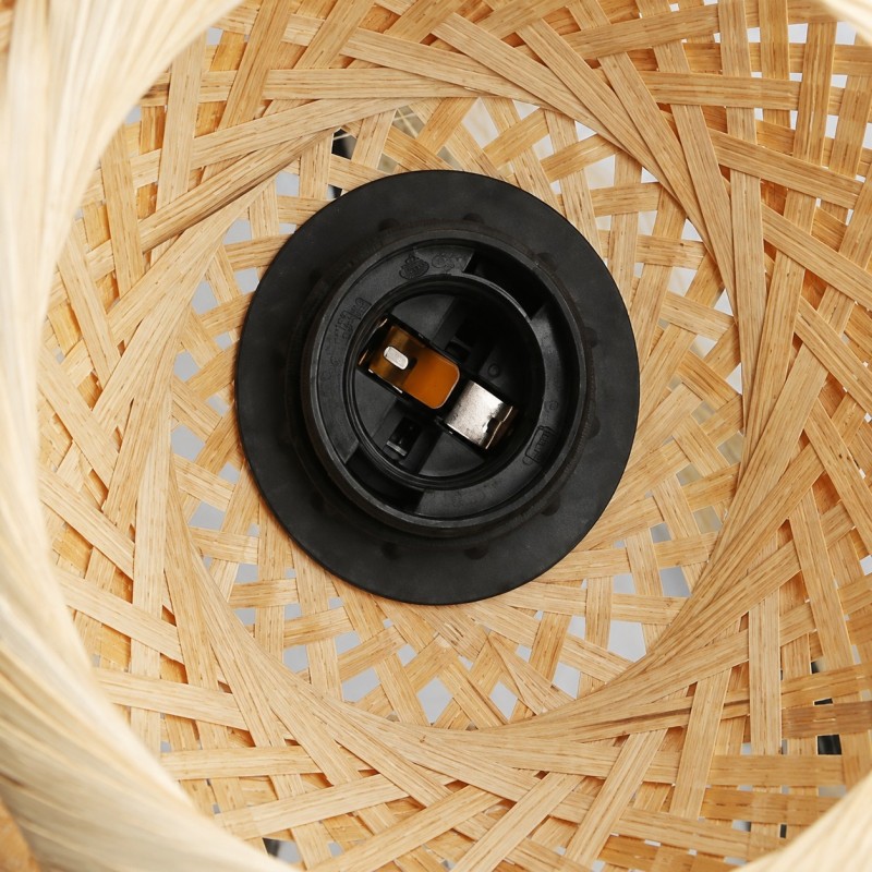 Deyron Rattan Hanging Wood Plug In Wall Mounted Lamp