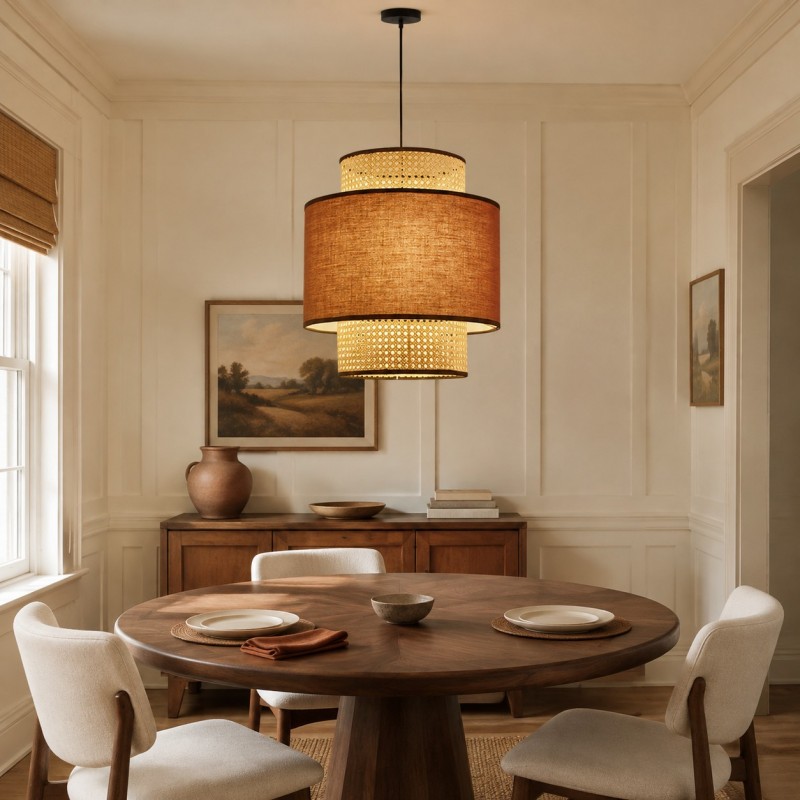 Trisha Rustic Double Cylinder Pendant Light