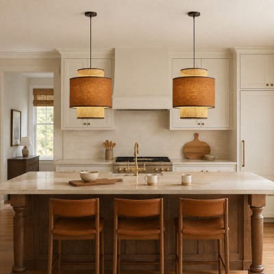 Trisha Rustic Double Cylinder Pendant Light