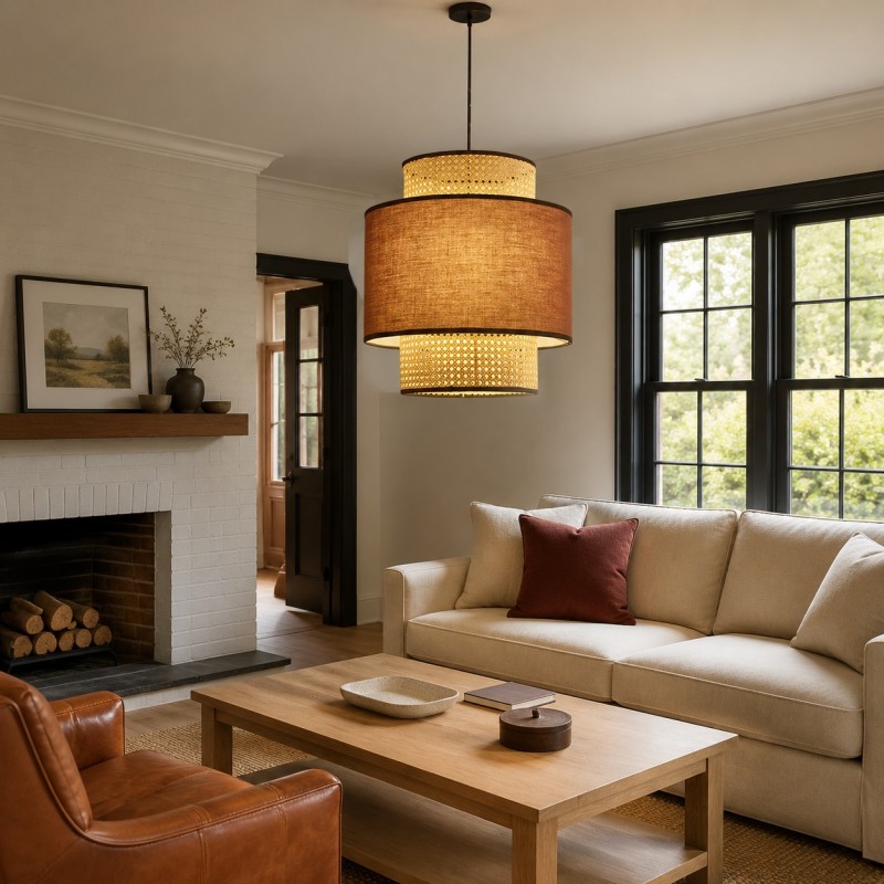 Trisha Rustic Double Cylinder Pendant Light