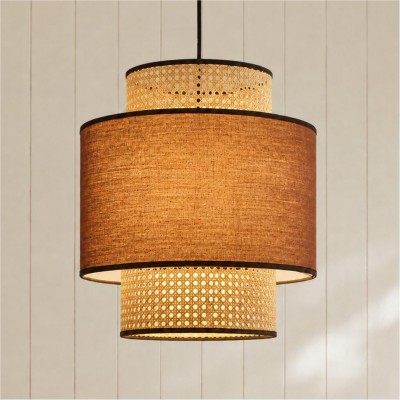 Trisha Rustic Double Cylinder Pendant Light