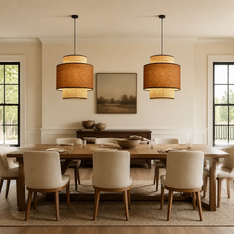 Trisha Rustic Double Cylinder Pendant Light