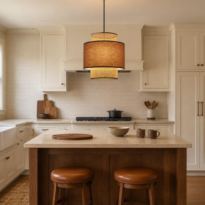 Trisha Rustic Double Cylinder Pendant Light