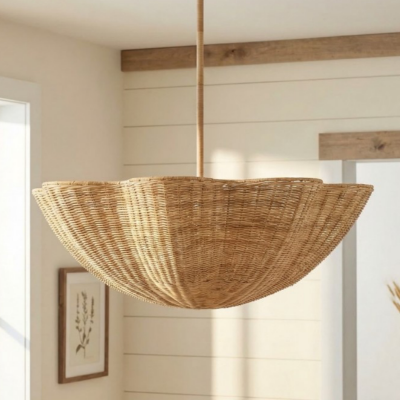 Daxter Bohemian Woven Rattan Scalloped Pendant Light