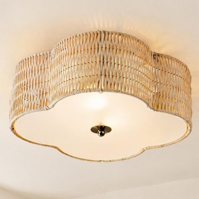 Zardo Coastal Boho Style Rattan Lamp Shade Flush Mount Ceiling Light