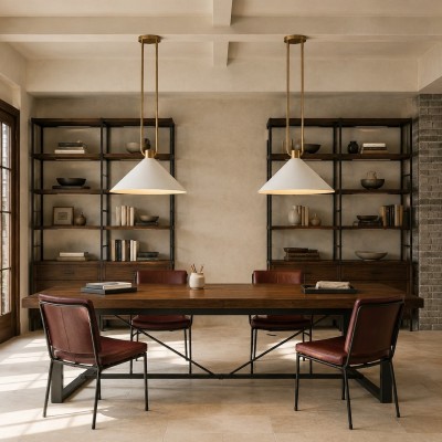 Serenoa Modern Industrial Double-Rod Metal Cone Pendant Light