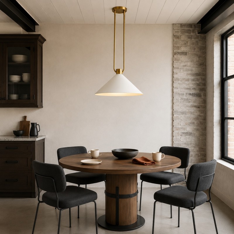 Serenoa Retro Double-Rod Metal Cone Pendant Light