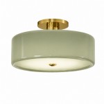 Idalie Mid-Century Modern Glass Drum Semi Flush Mount Ceiling Light