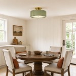 Idalie Mid-Century Modern Glass Drum Semi Flush Mount Ceiling Light