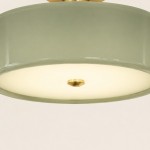 Idalie Mid-Century Modern Glass Drum Semi Flush Mount Ceiling Light