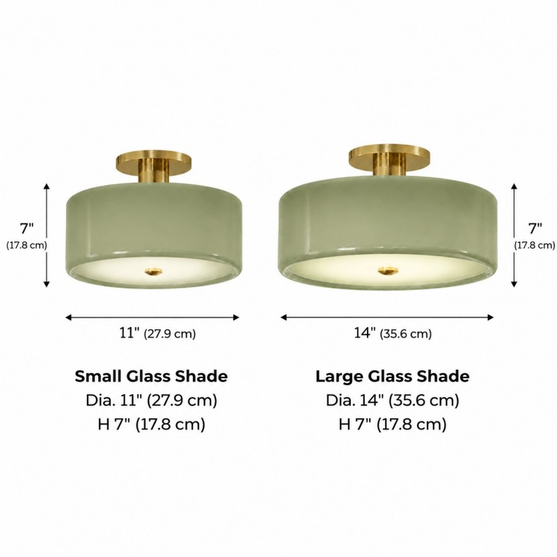 Idalie Mid-Century Modern Glass Drum Semi Flush Mount Ceiling Light