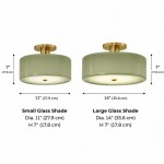 Idalie Mid-Century Modern Glass Drum Semi Flush Mount Ceiling Light