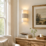 Corin Scandinavian Linen Cylinder Wall Sconce