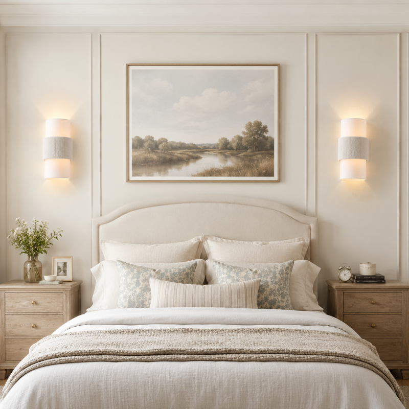Corin Scandinavian Linen Cylinder Wall Sconce