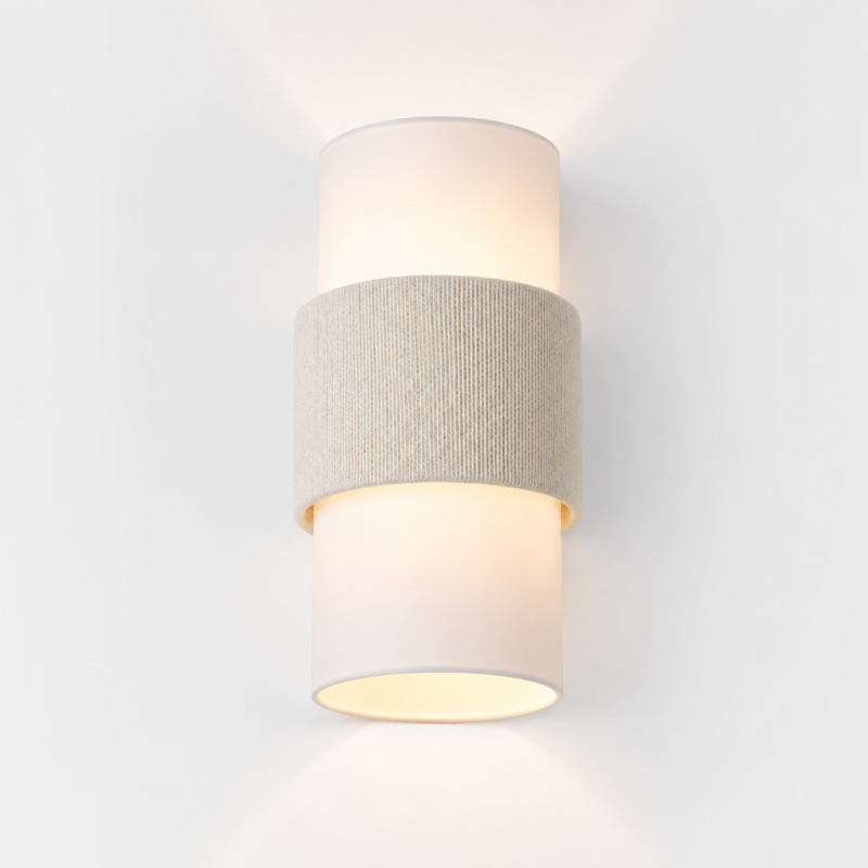 Corin Scandinavian Linen Cylinder Wall Sconce