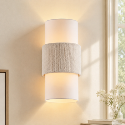 Corin Scandinavian Linen Cylinder Wall Sconce
