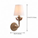 Sylvan Traditional Botanical Brass-Tone Fabric Shade Wall Sconce