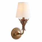 Sylvan Traditional Botanical Brass-Tone Fabric Shade Wall Sconce
