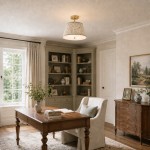 Celestine French Country Pleated Fabric Semi-Flush Ceiling Light