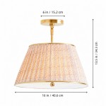 Celestine French Country Pleated Fabric Semi-Flush Ceiling Light