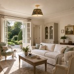 Celestine French Country Pleated Fabric Semi-Flush Ceiling Light