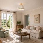 Celestine French Country Pleated Fabric Semi-Flush Ceiling Light