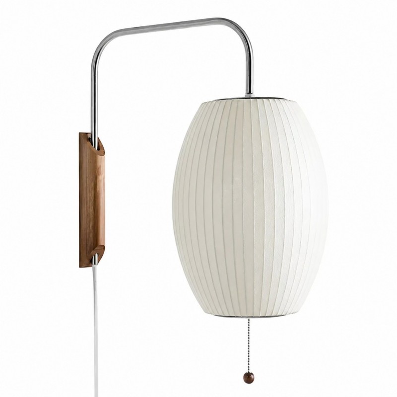 Everett Wabi Sabi Fabric Ribbed Shade Plug In Wall Sconce