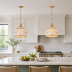 Taviel Coastal Woven Rattan Dome Pendant Light