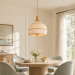 Taviel Coastal Woven Rattan Dome Pendant Light