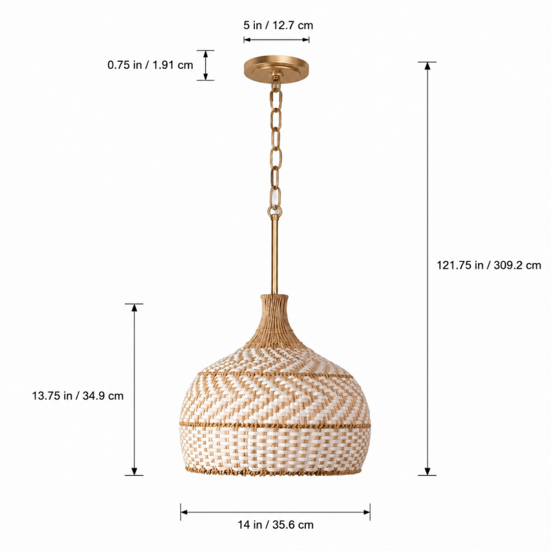 Taviel Coastal Woven Rattan Dome Pendant Light