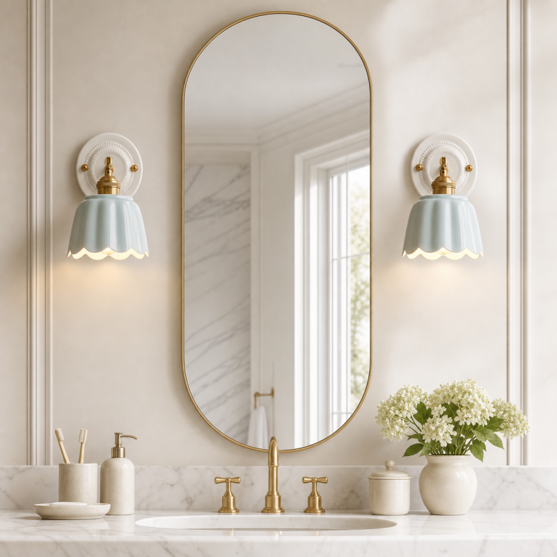 Lior Vintage Scalloped Ceramic Wall Sconce