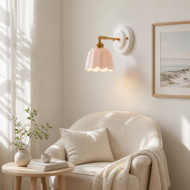 Lior Vintage Scalloped Ceramic Wall Sconce