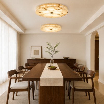 Colette Modern LED Round Alabaster Ceiling Light
