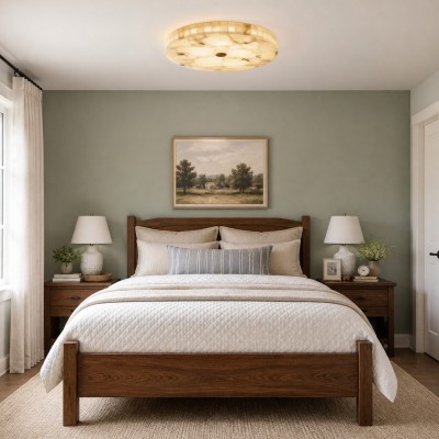 Colette Modern LED Round Alabaster Ceiling Light