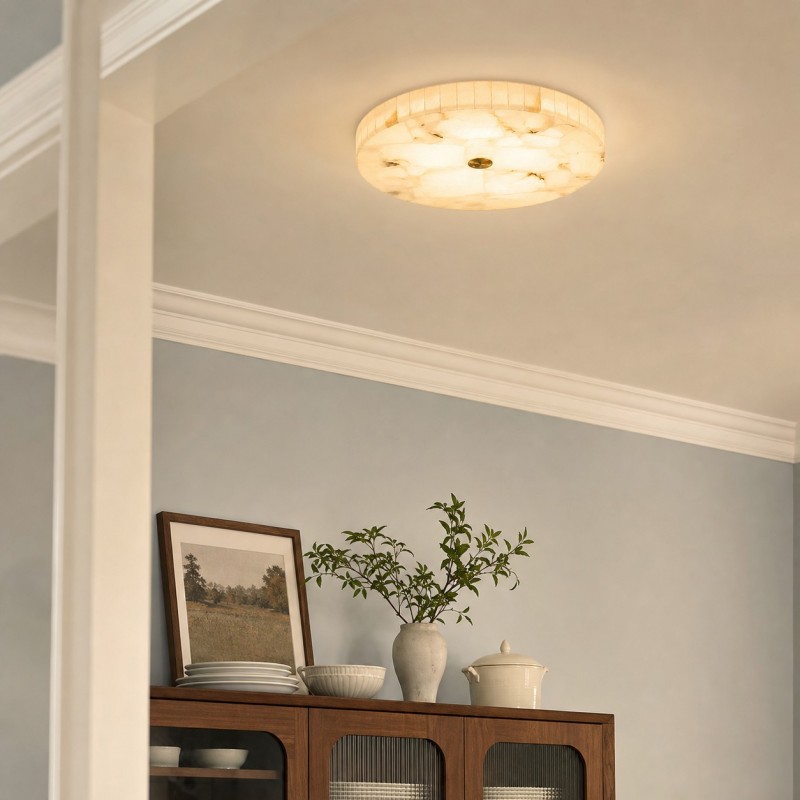 Colette Modern LED Round Alabaster Ceiling Light