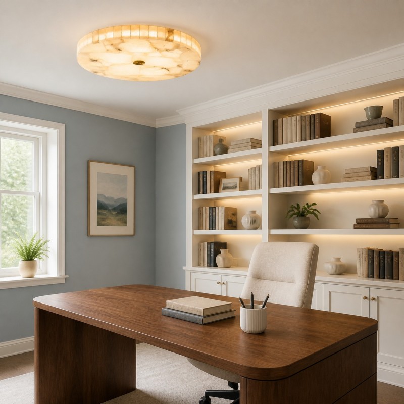 Colette Modern LED Round Alabaster Ceiling Light