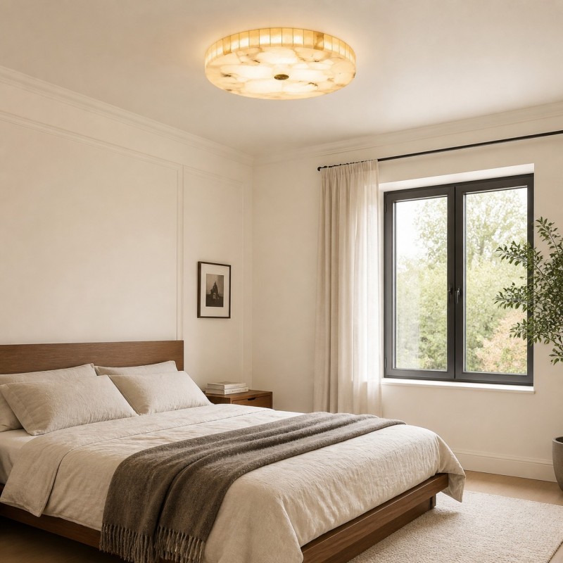 Colette Modern LED Round Alabaster Ceiling Light