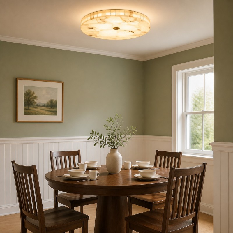 Colette Modern LED Round Alabaster Ceiling Light