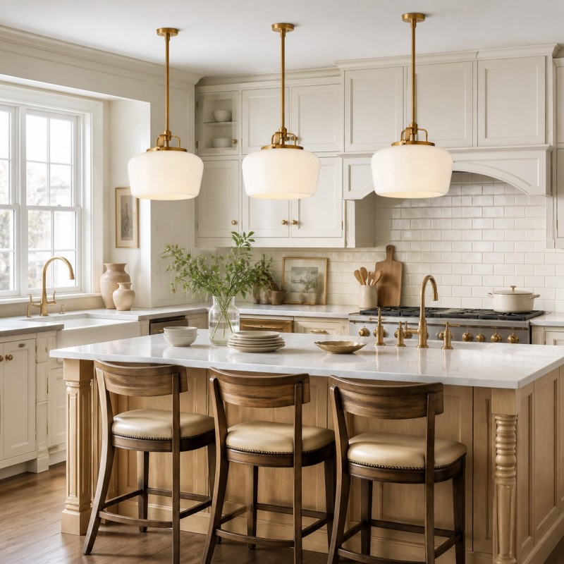 Nathaniel Vintage Brass Rounded Bowl Glass Shade Pendant Light