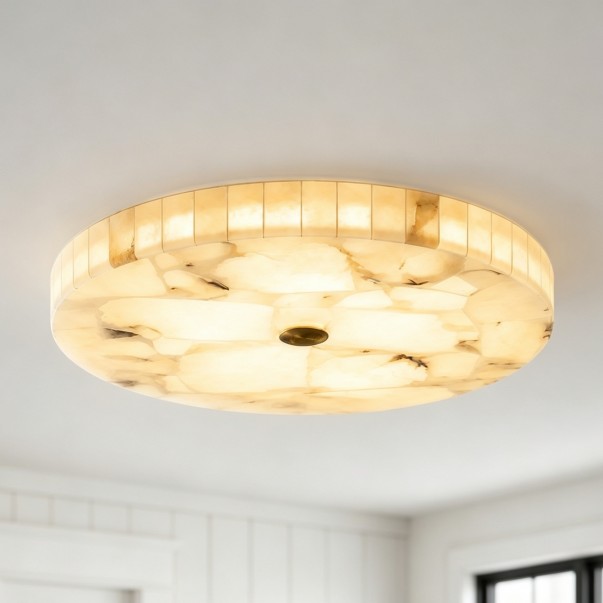 Colette Modern LED Round Alabaster Ceiling Light