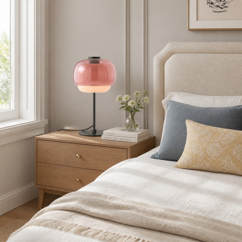 Xyndrae Modern Nordic Double-Layered Tinted Glass Table Lamp