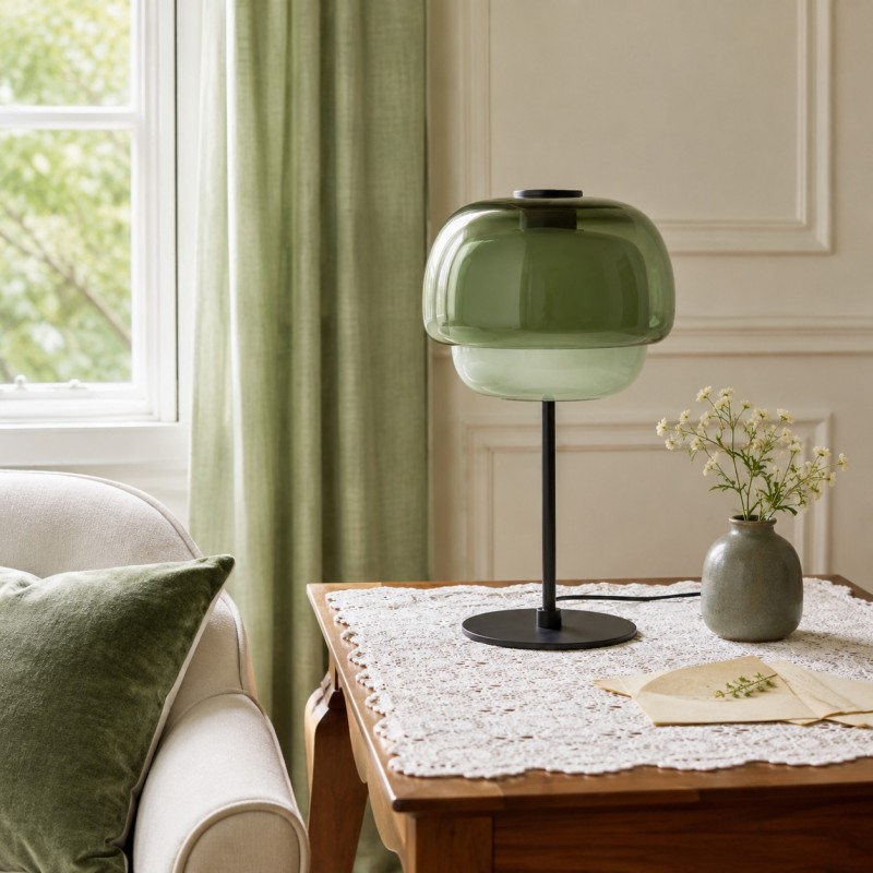 Xyndrae Modern Nordic Double-Layered Tinted Glass Table Lamp
