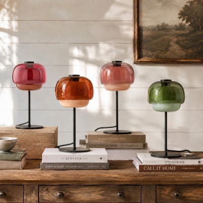 Xyndrae Modern Nordic Double-Layered Tinted Glass Table Lamp
