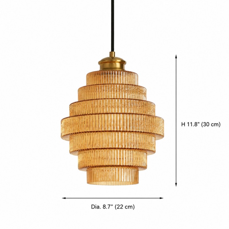 Kaelyn Bottle Shade Stained Striped Glass Pendant Light